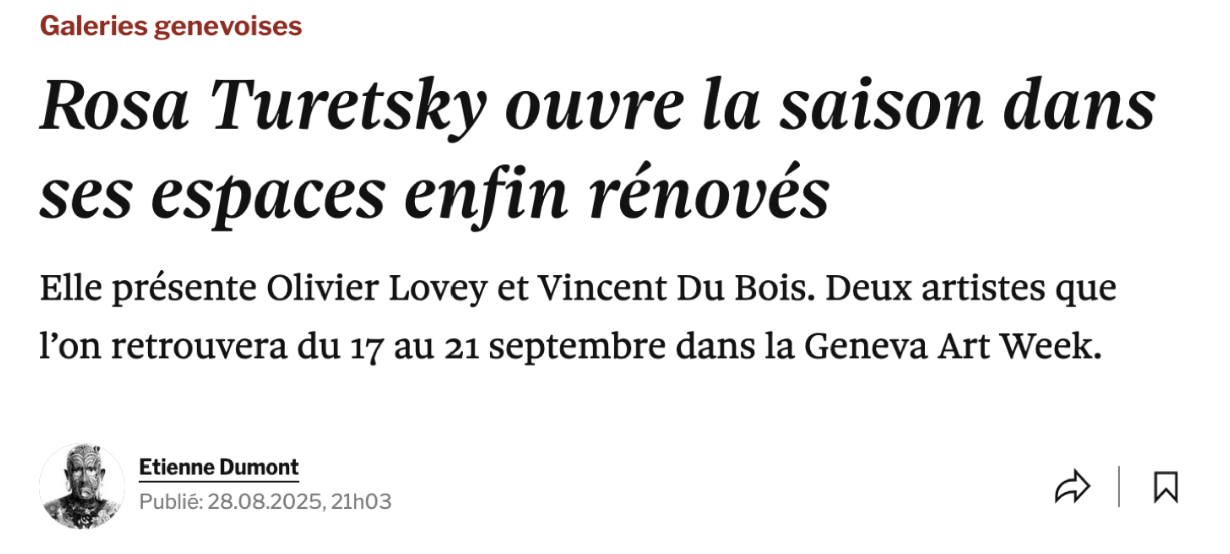 Vincent Du Bois Geneva Art Week